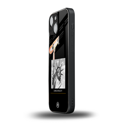 living in the city back phone cover | glass case for iphone 13 mini