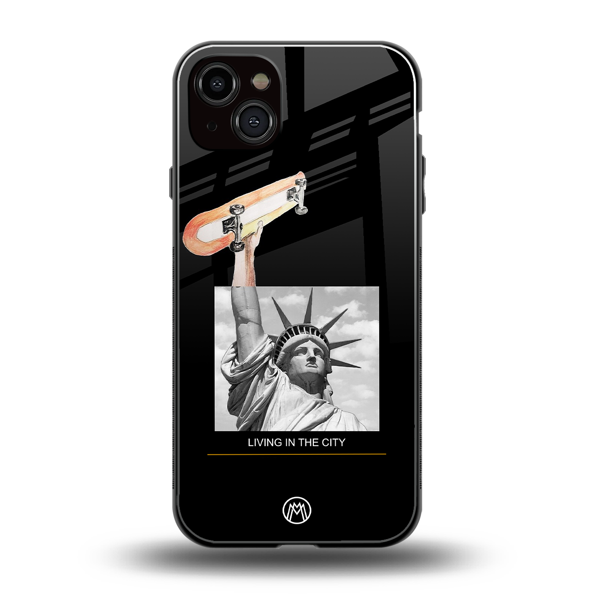 living in the city back phone cover | glass case for iphone 15 plus