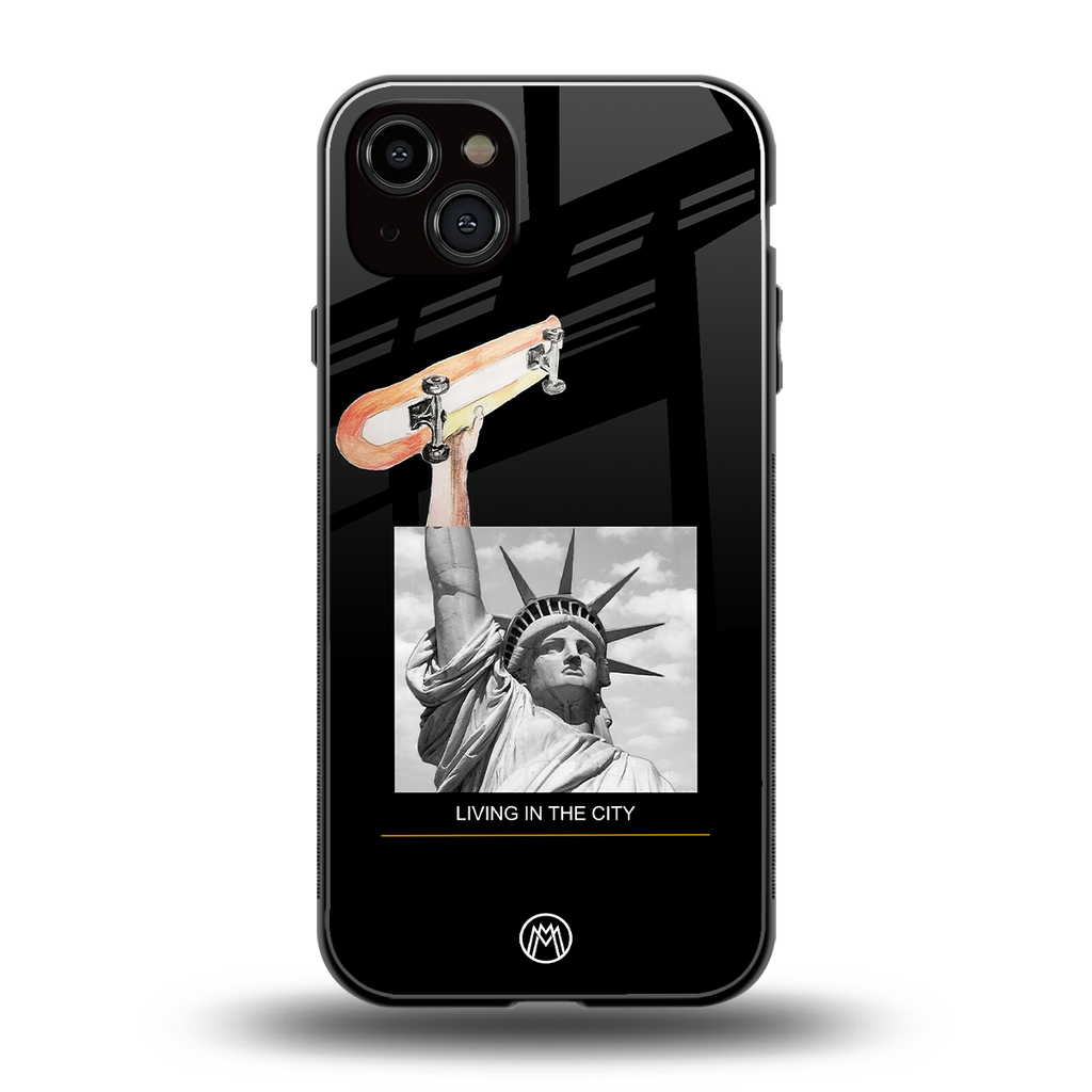 living in the city back phone cover | glass case for iphone 14 plus