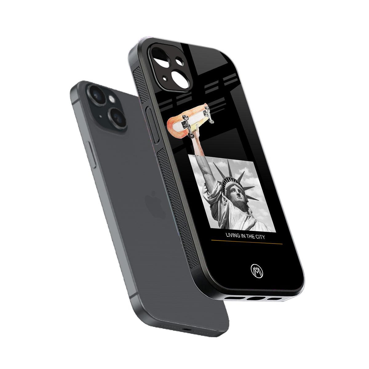 living in the city back phone cover | glass case for iphone 15 plus