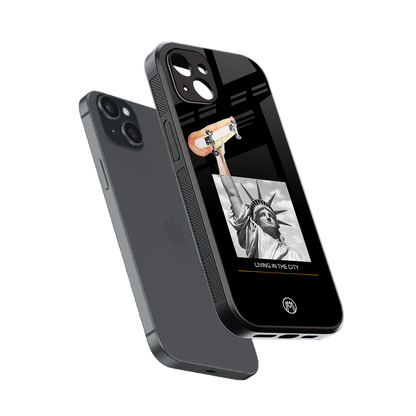 living in the city back phone cover | glass case for iphone 14 plus