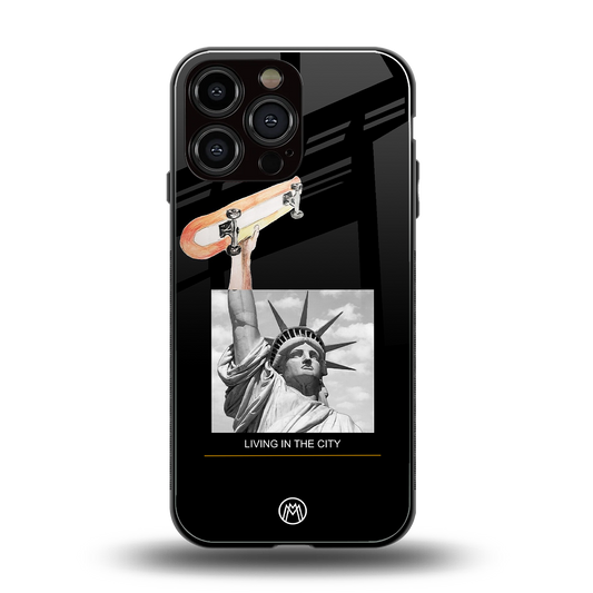 living in the city back phone cover | glass case for iphone 14 pro max