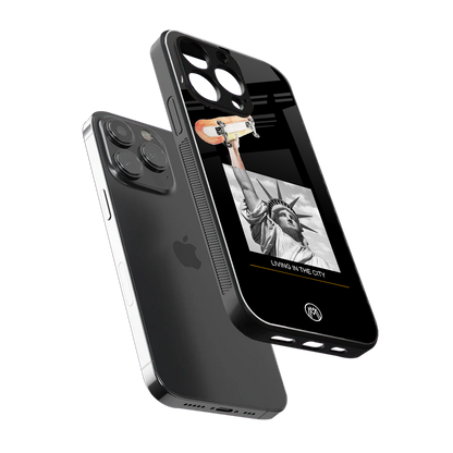 living in the city back phone cover | glass case for iphone 14 pro max