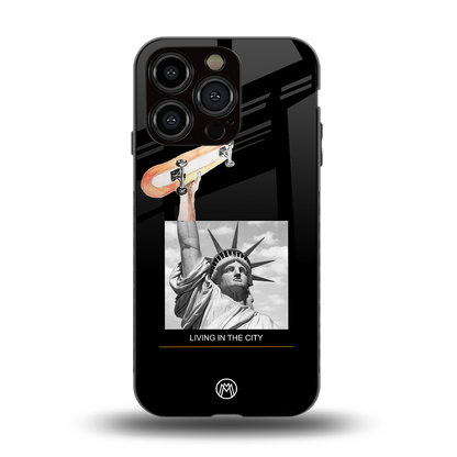 living in the city back phone cover | glass case for iphone 15 pro