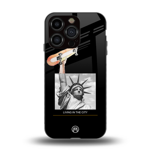 living in the city back phone cover | glass case for iphone 14 pro
