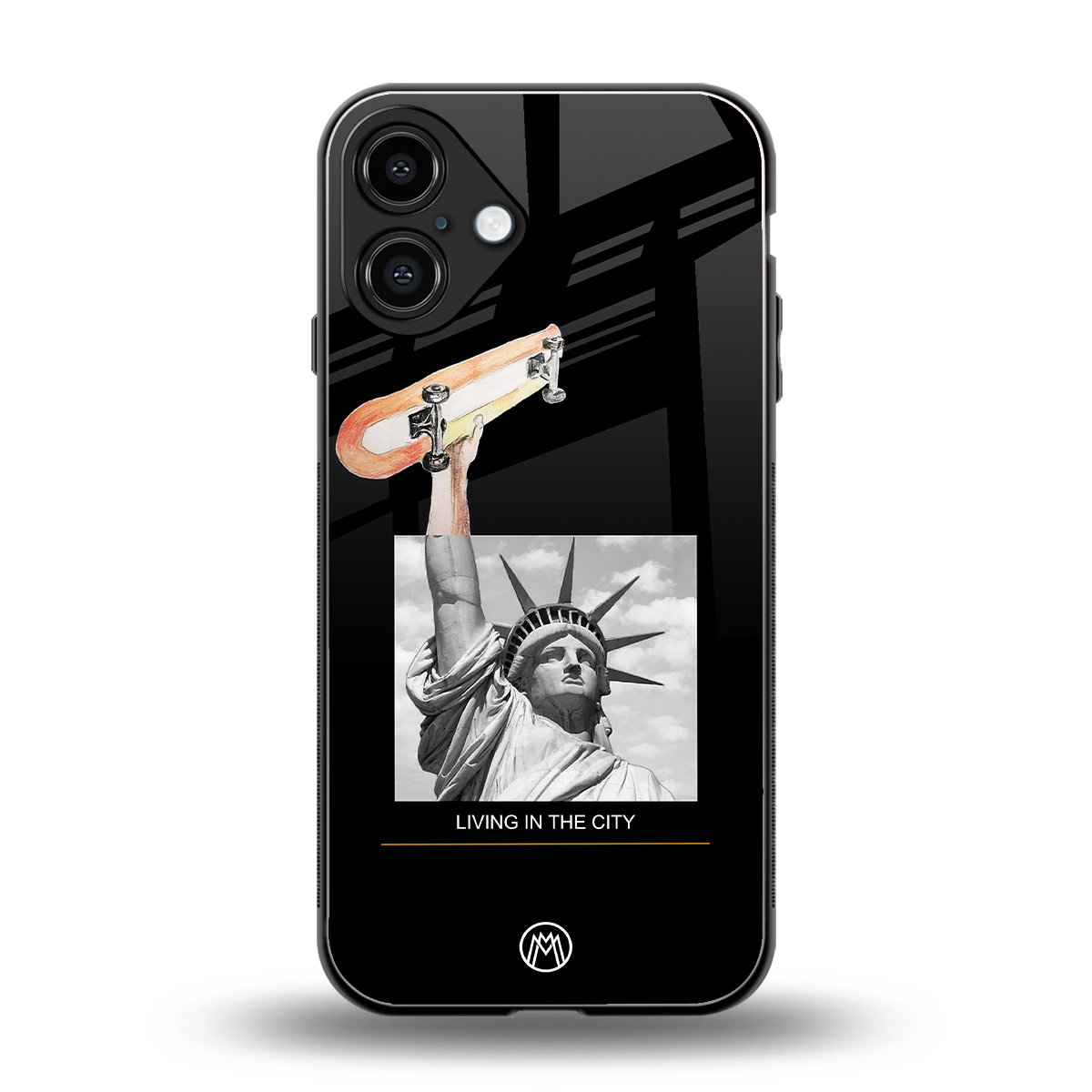 living in the city back phone cover | glass case for iphone 16 plus