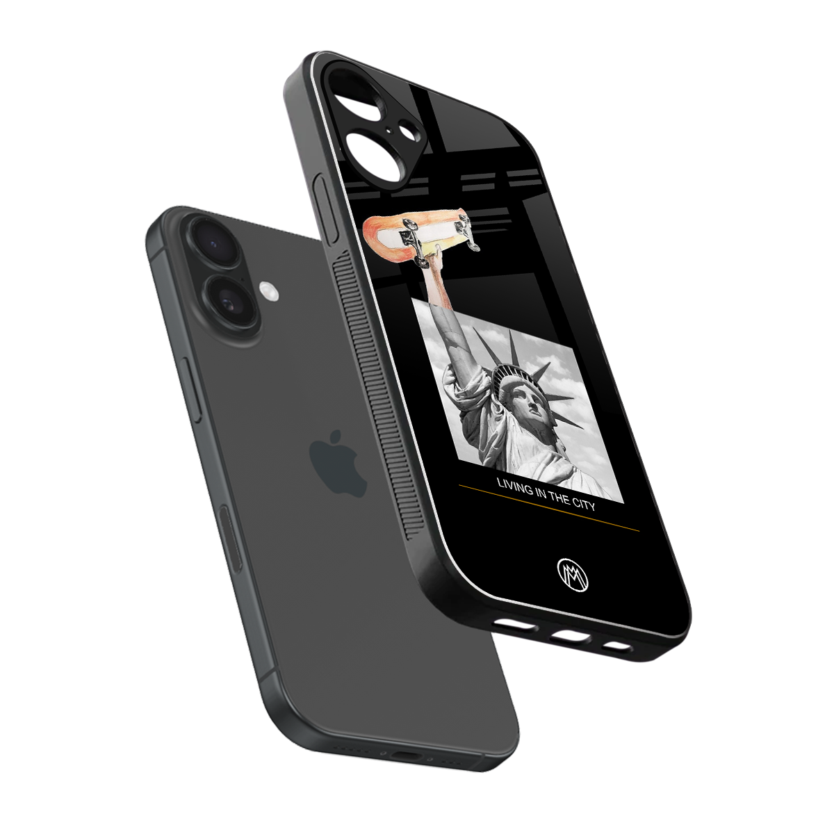 living in the city back phone cover | glass case for iphone 16 plus