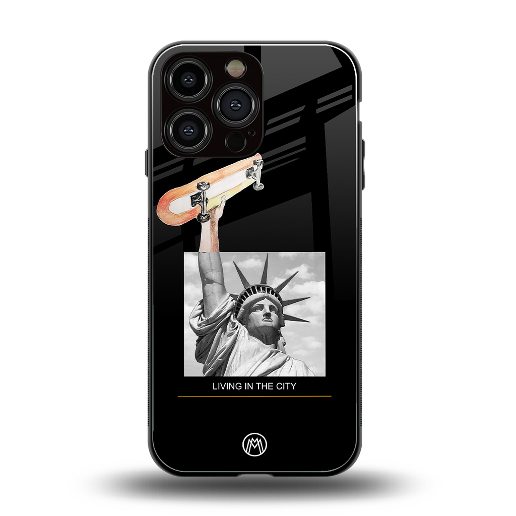 living in the city back phone cover | glass case for iphone 16 pro max