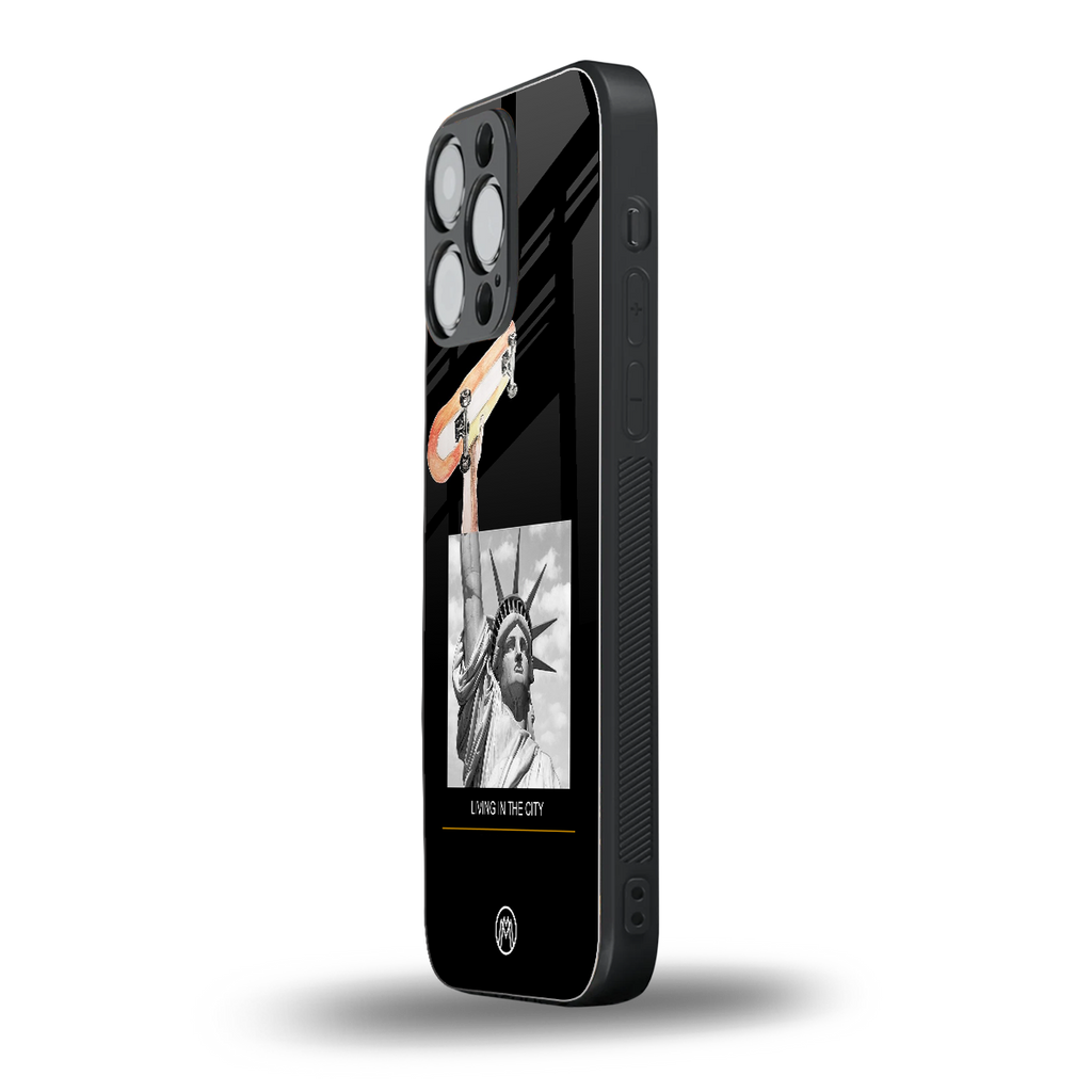 living in the city back phone cover | glass case for iphone 16 pro max