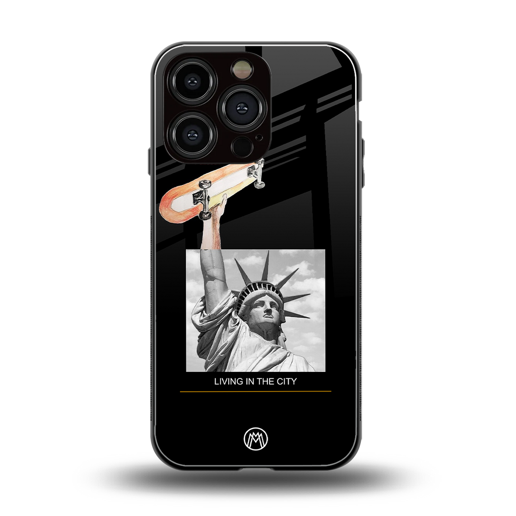 living in the city back phone cover | glass case for iphone 16 pro