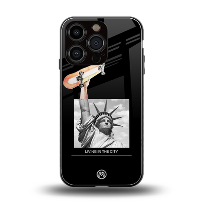 living in the city back phone cover | glass case for iphone 16 pro