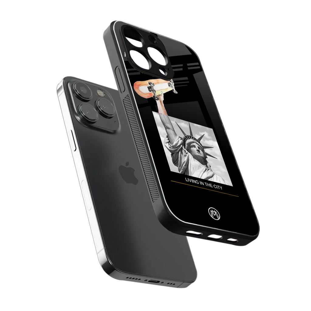 living in the city back phone cover | glass case for iphone 16 pro