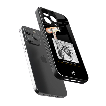 living in the city back phone cover | glass case for iphone 16 pro