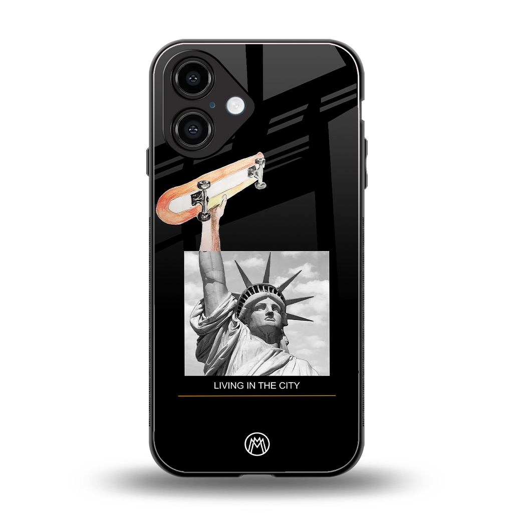 living in the city back phone cover | glass case for iphone 16