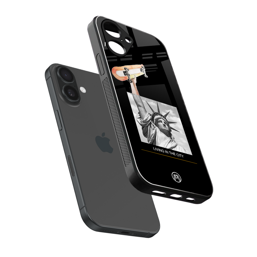 living in the city back phone cover | glass case for iphone 16