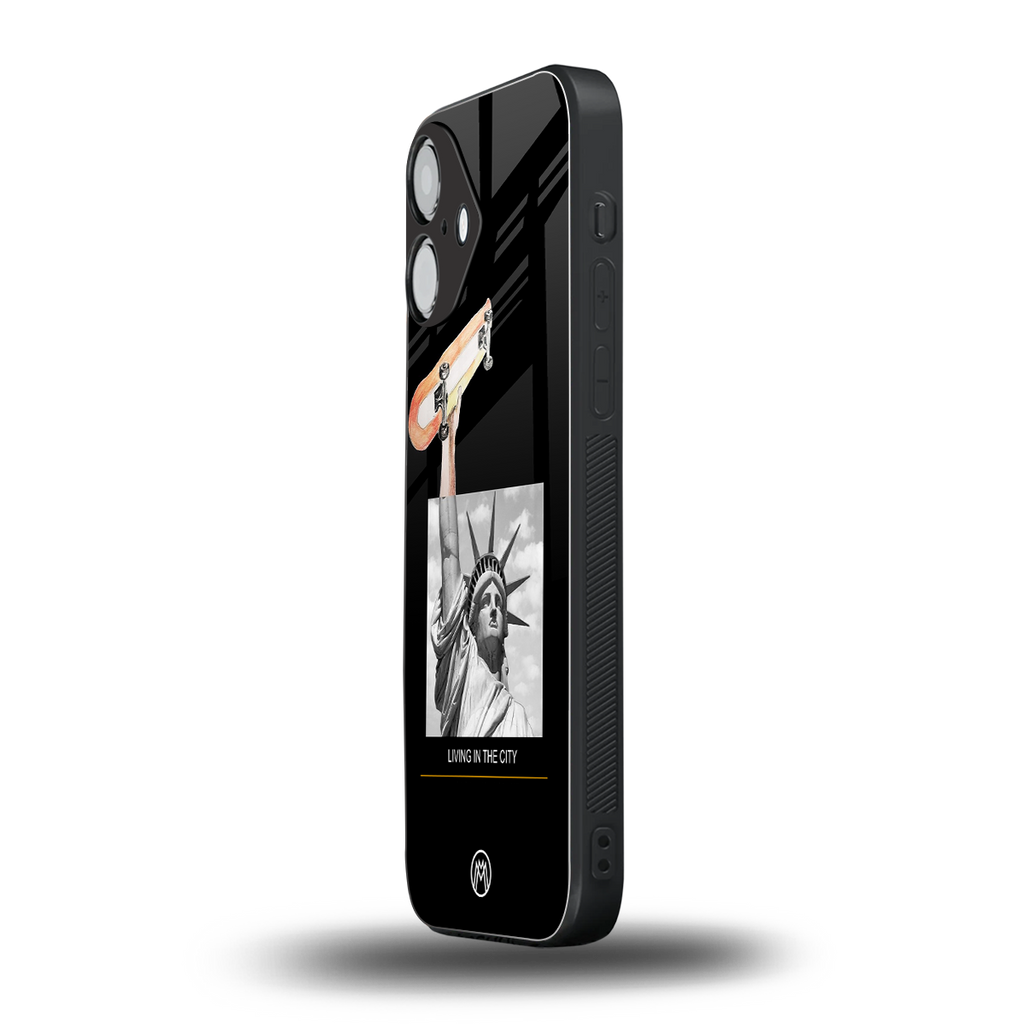 living in the city back phone cover | glass case for iphone 16