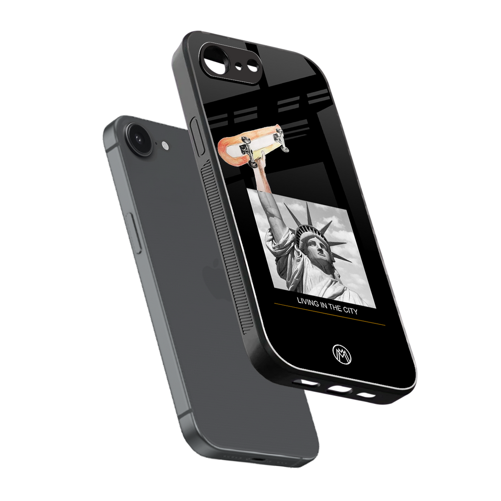living in the city back phone cover | glass case for iphone 16e