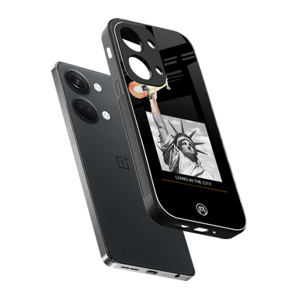 living in the city back phone cover | glass case for oneplus nord 3