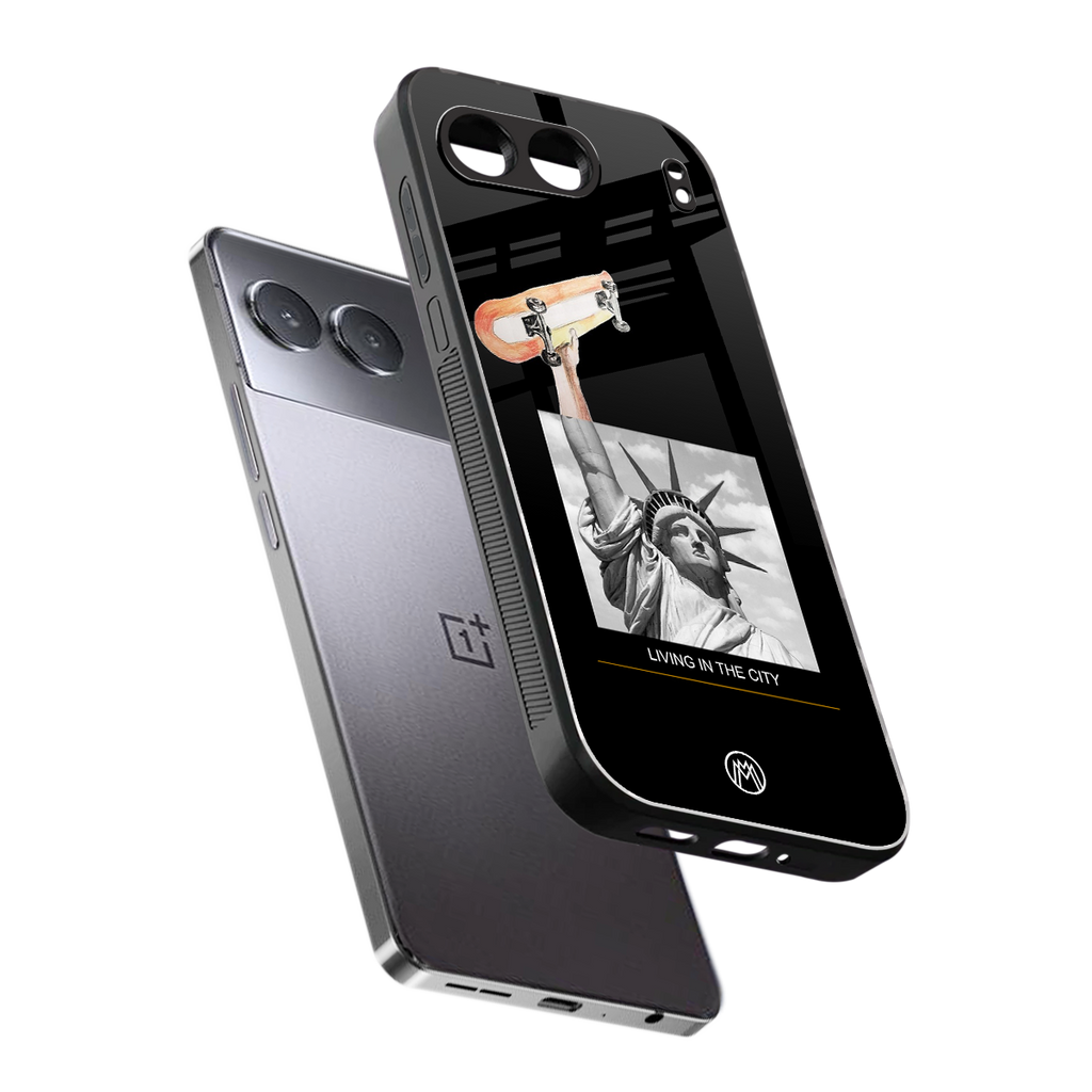 living in the city back phone cover | glass case for oneplus nord 4