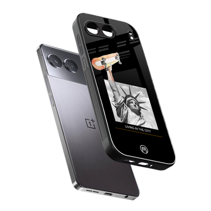 living in the city back phone cover | glass case for oneplus nord 4