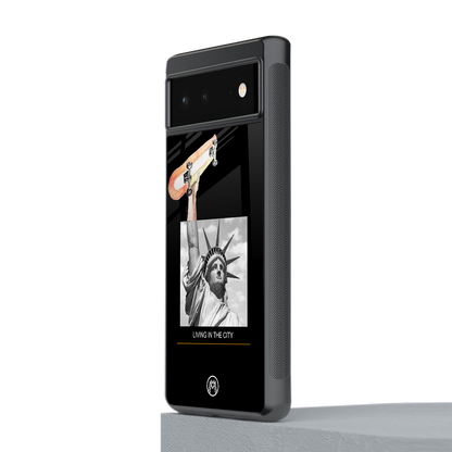 living in the city back phone cover | glass case for Google Pixel 6A