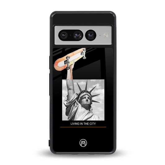 living in the city back phone cover | glass case for google pixel 7 pro