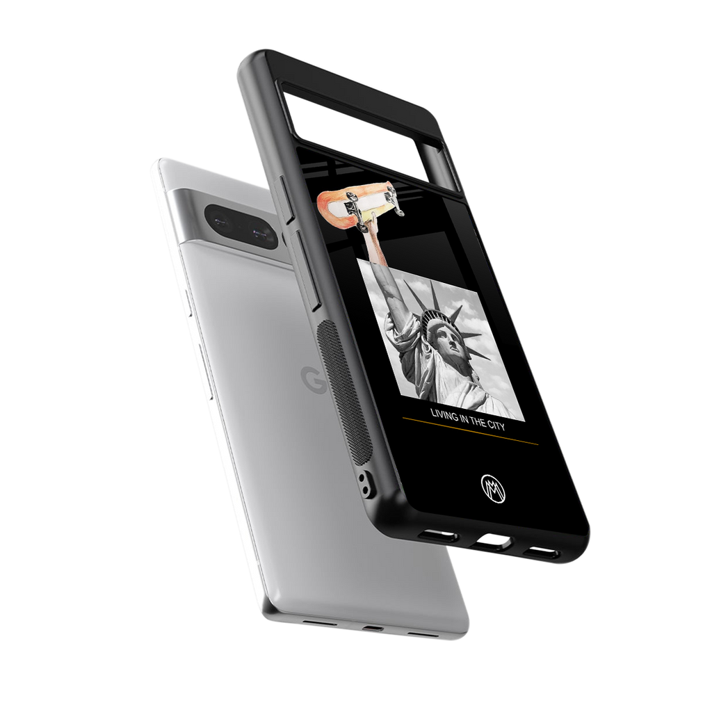 living in the city back phone cover | glass case for google pixel 7 pro