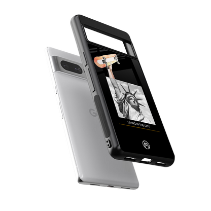 living in the city back phone cover | glass case for google pixel 7 pro