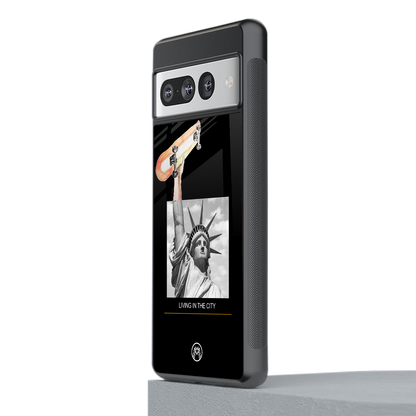 living in the city back phone cover | glass case for google pixel 7 pro