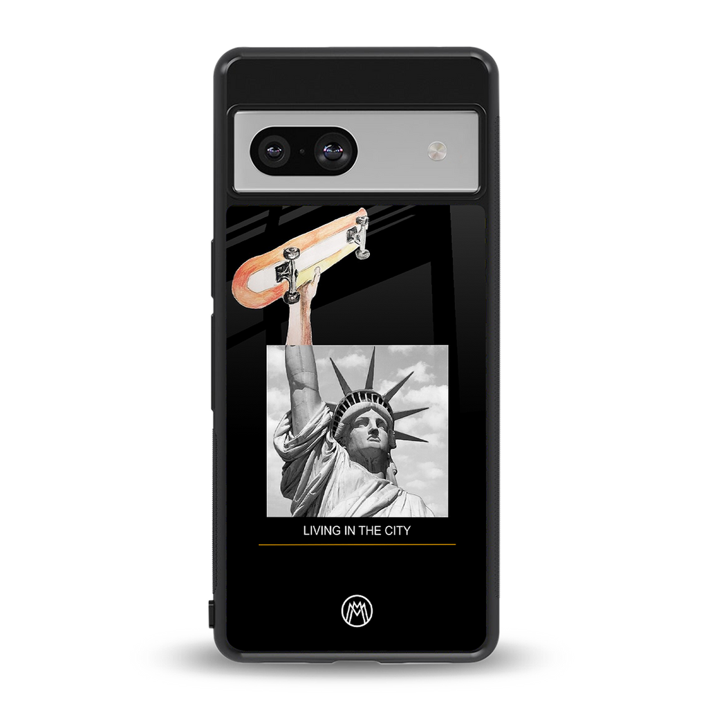 living in the city back phone cover | glass case for Google Pixel 7