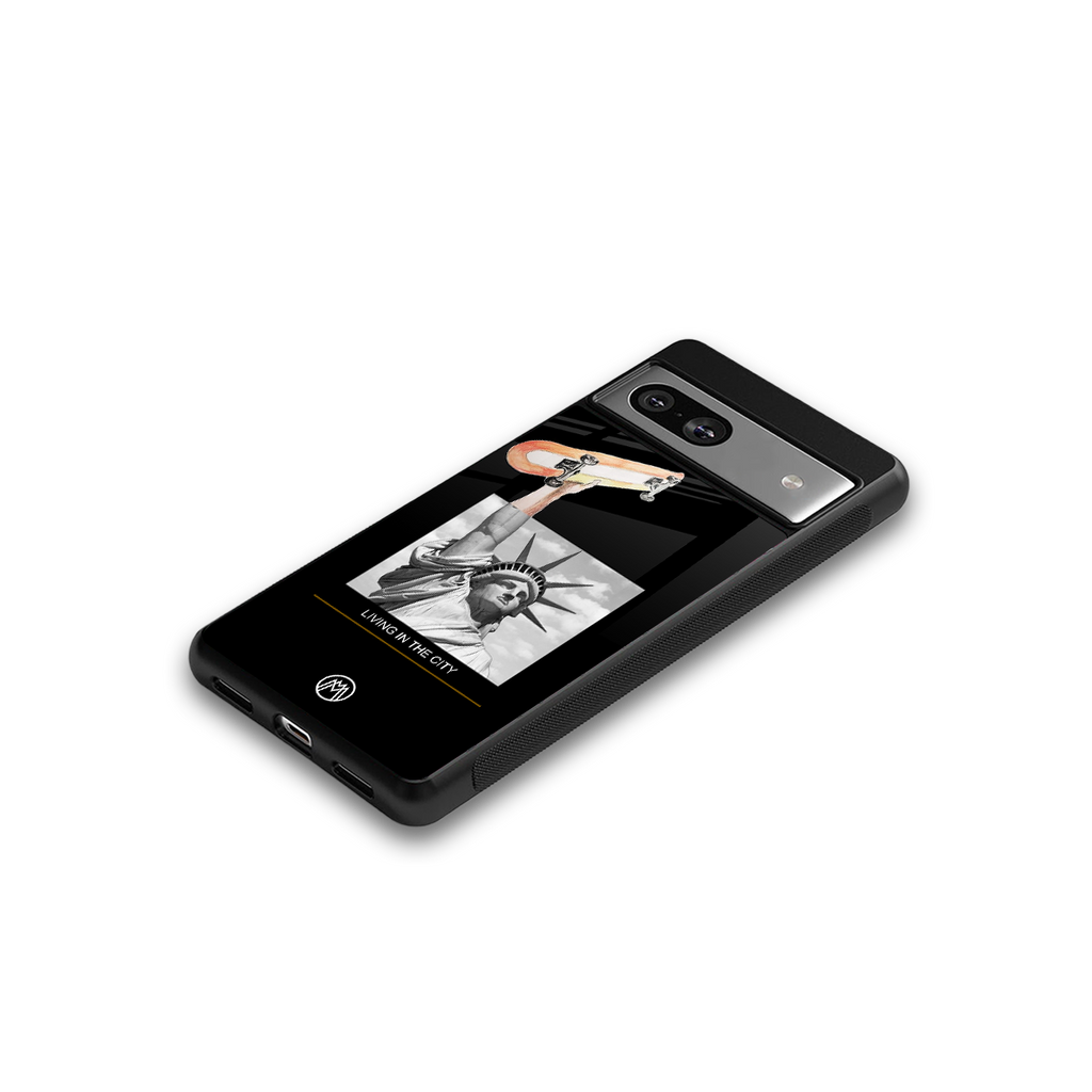 living in the city back phone cover | glass case for Google Pixel 7