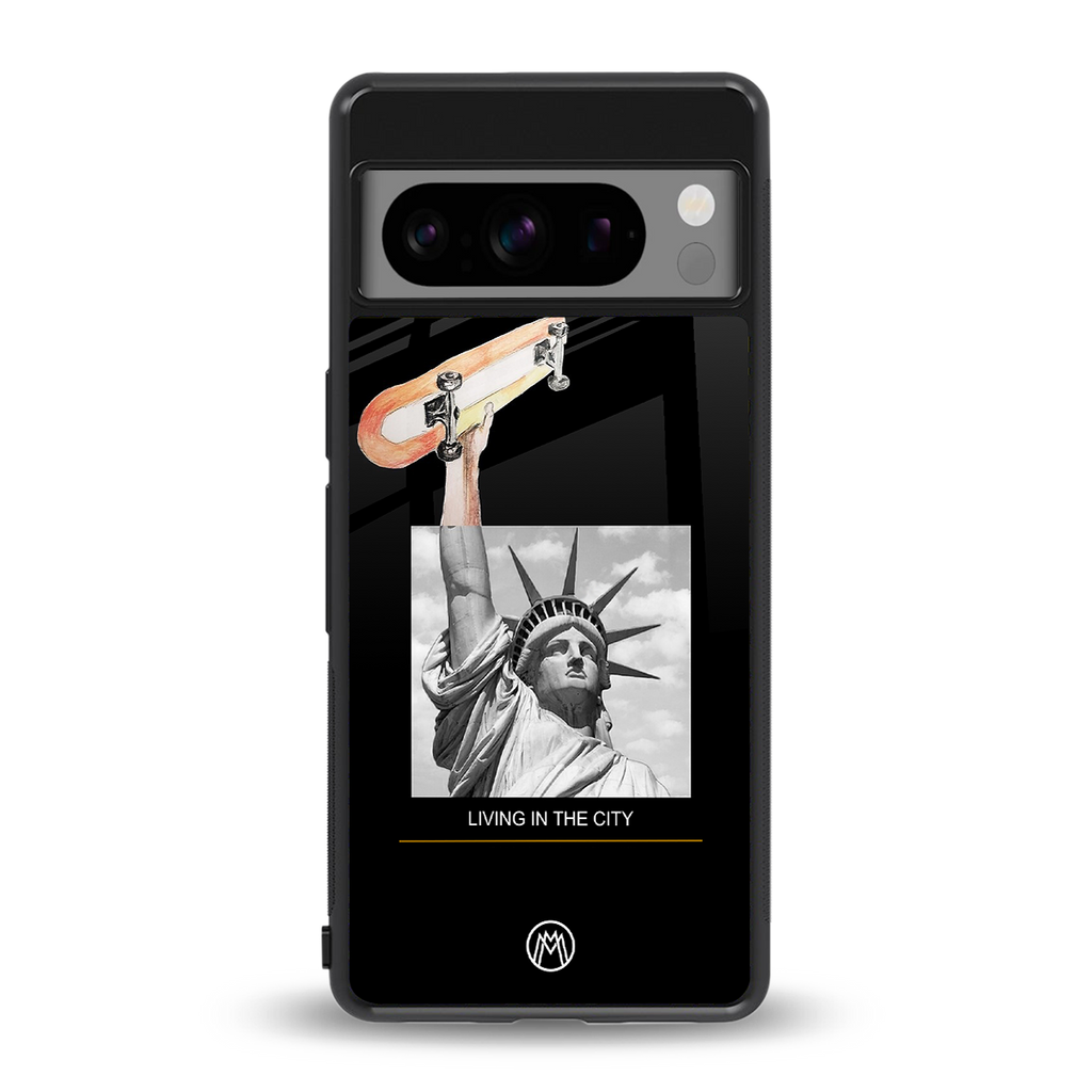 living in the city back phone cover | glass case for google pixel 8 pro