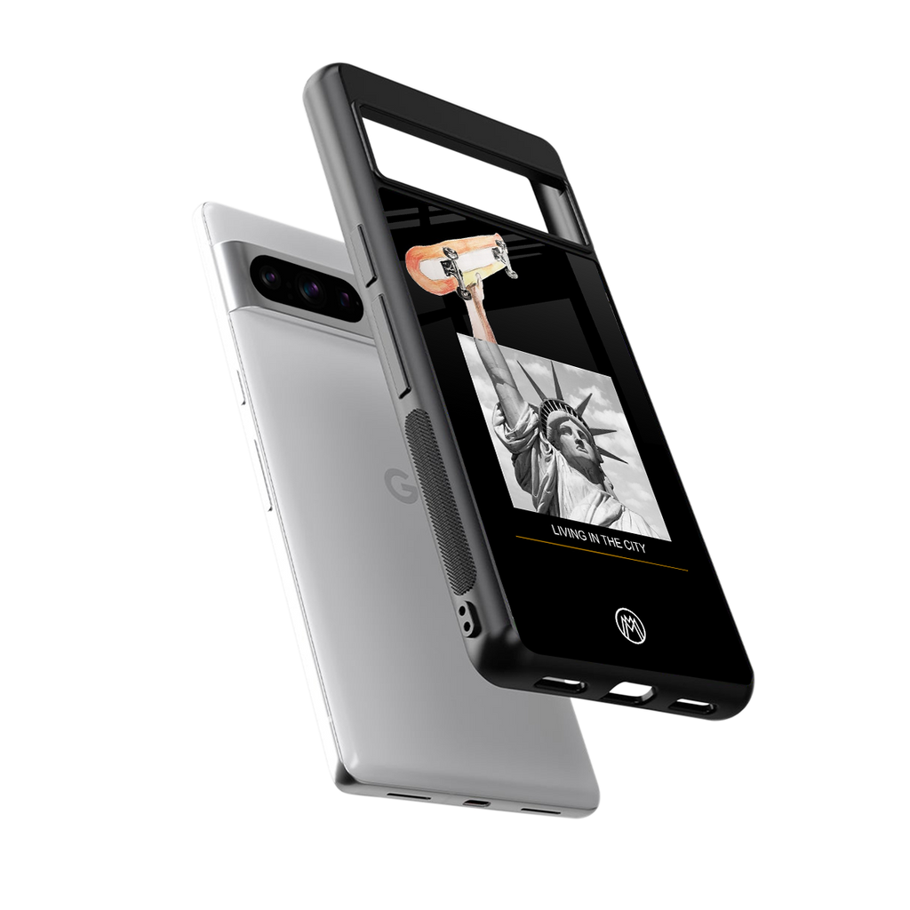 living in the city back phone cover | glass case for google pixel 8 pro