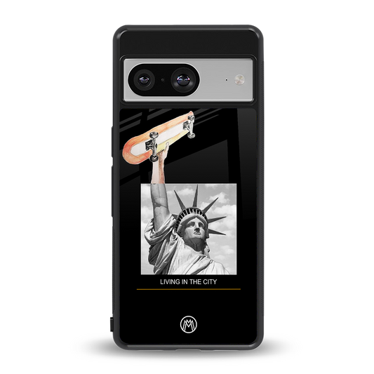 living in the city back phone cover | glass case for Google Pixel 8