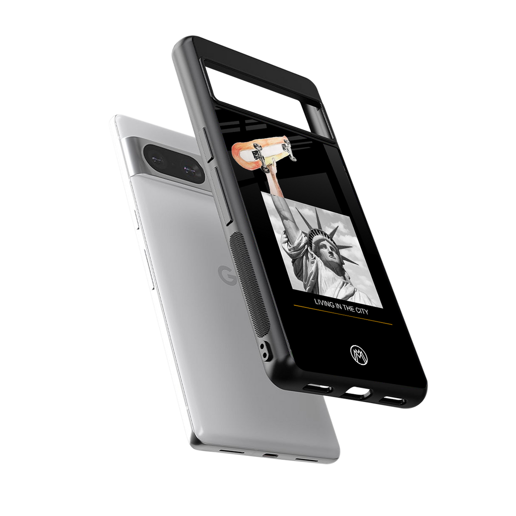 living in the city back phone cover | glass case for Google Pixel 8