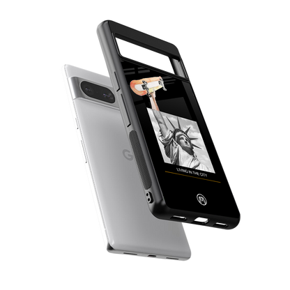 living in the city back phone cover | glass case for Google Pixel 8
