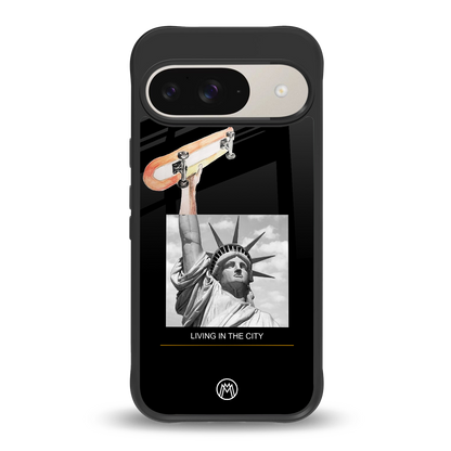 living in the city back phone cover | glass case for google pixel 9