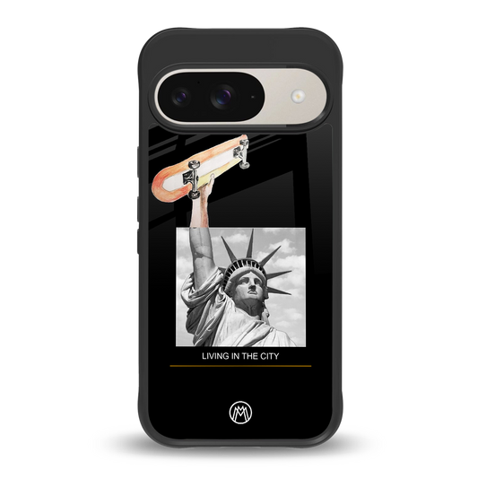 living in the city back phone cover | glass case for google pixel 9
