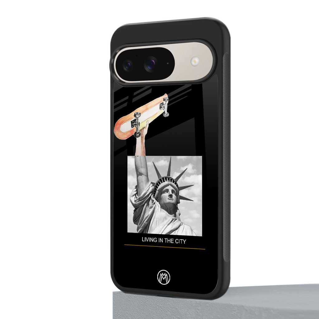 living in the city back phone cover | glass case for google pixel 9
