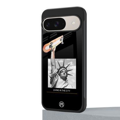 living in the city back phone cover | glass case for google pixel 9