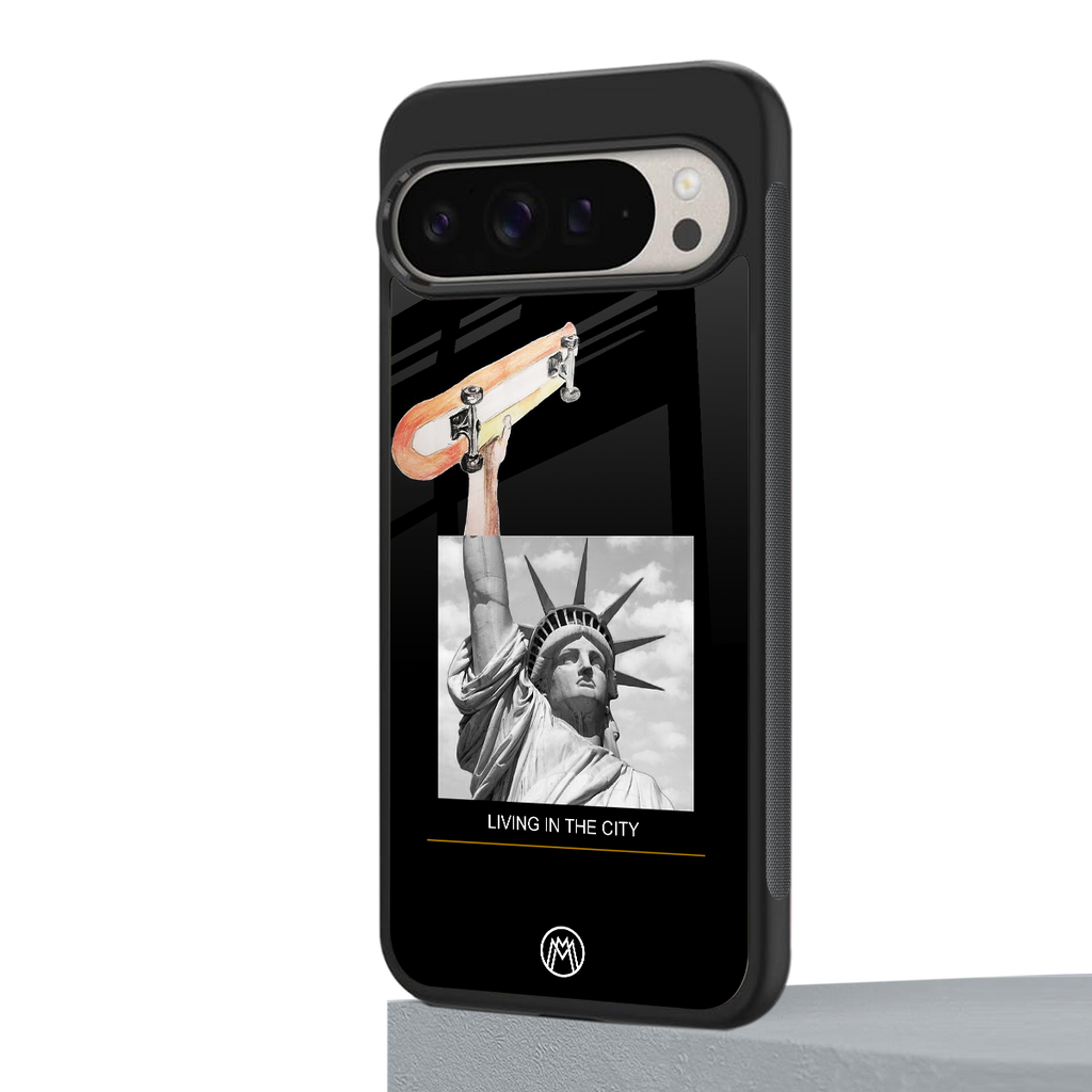 living in the city back phone cover | glass case for google pixel 9 pro