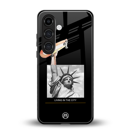 living in the city back phone cover | glass case for samsung galaxy s24 plus