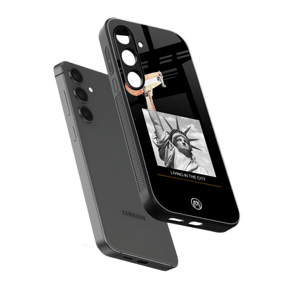 living in the city back phone cover | glass case for samsung galaxy s24 fe