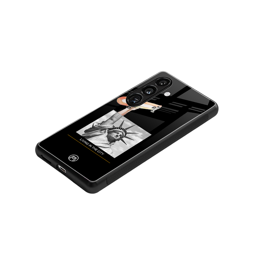 living in the city back phone cover | glass case for samsung galaxy s25 plus