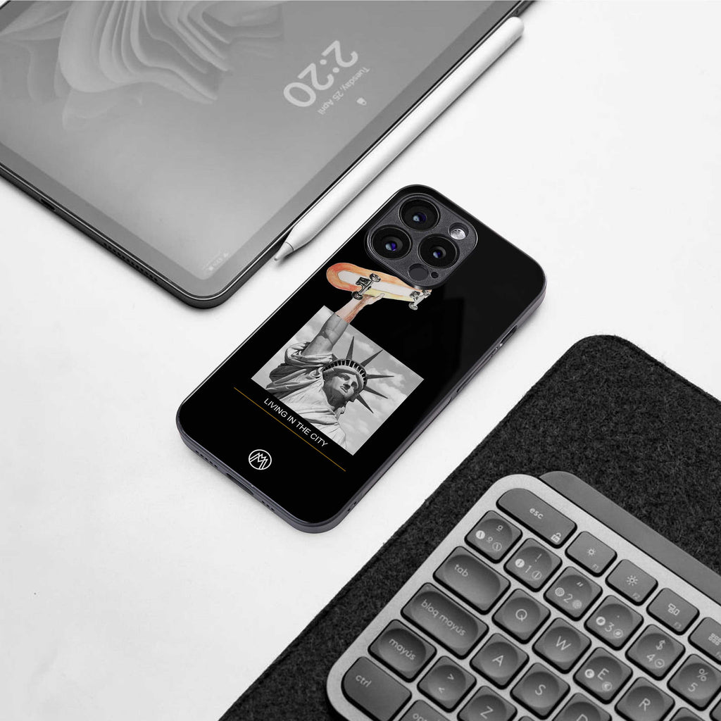 living in the city back phone cover | glass case for samsung galaxy s24 plus