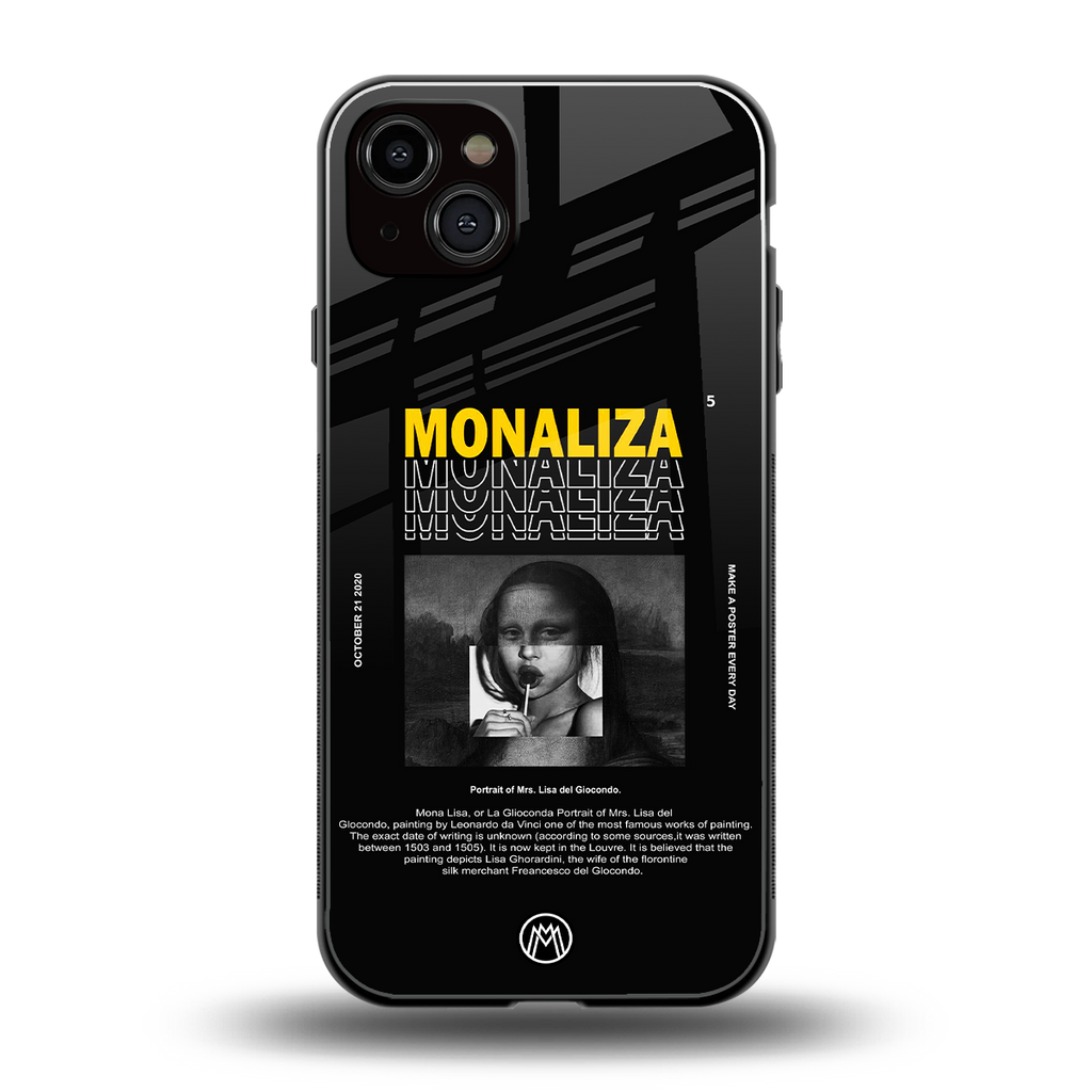 lollipop monaliza back phone cover | glass case for iphone 14 plus
