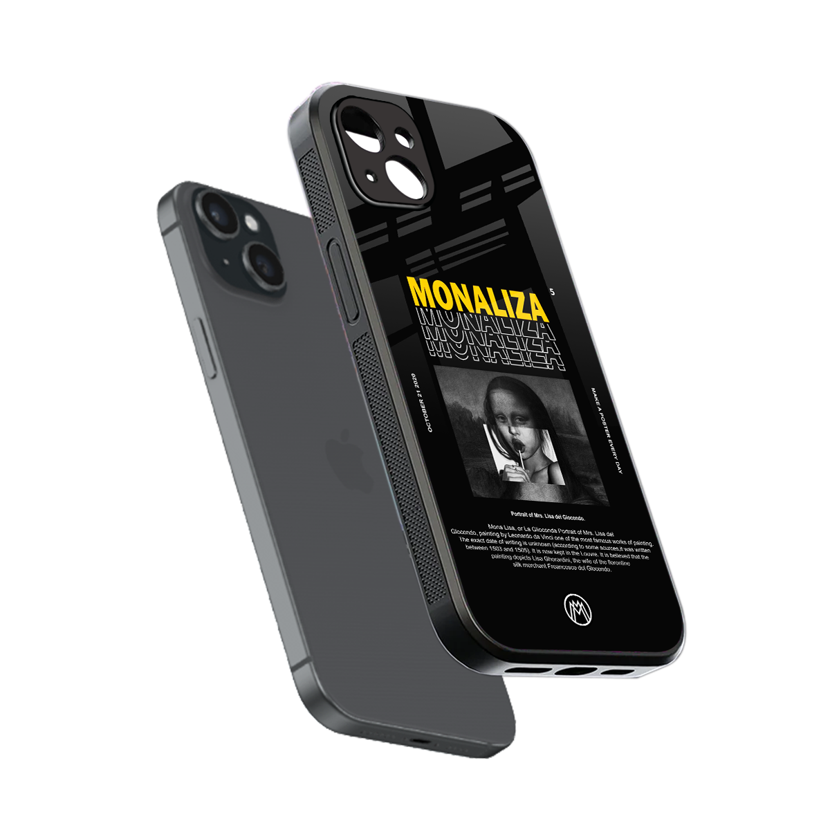 lollipop monaliza back phone cover | glass case for iphone 15 plus