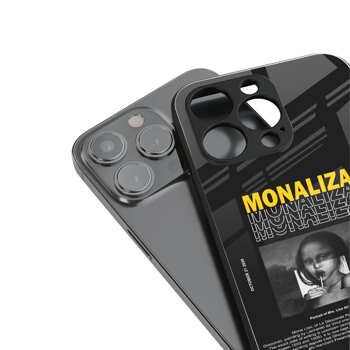 lollipop monaliza back phone cover | glass case for iphone 15 pro