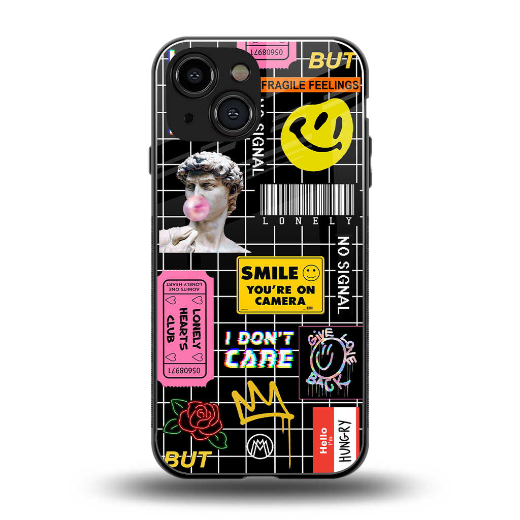 lonely hearts club black back phone cover | glass case for iphone 13 mini