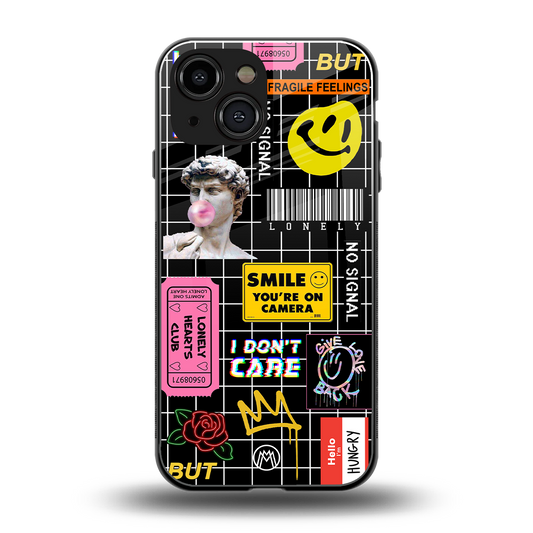 lonely hearts club black back phone cover | glass case for iphone 13 mini